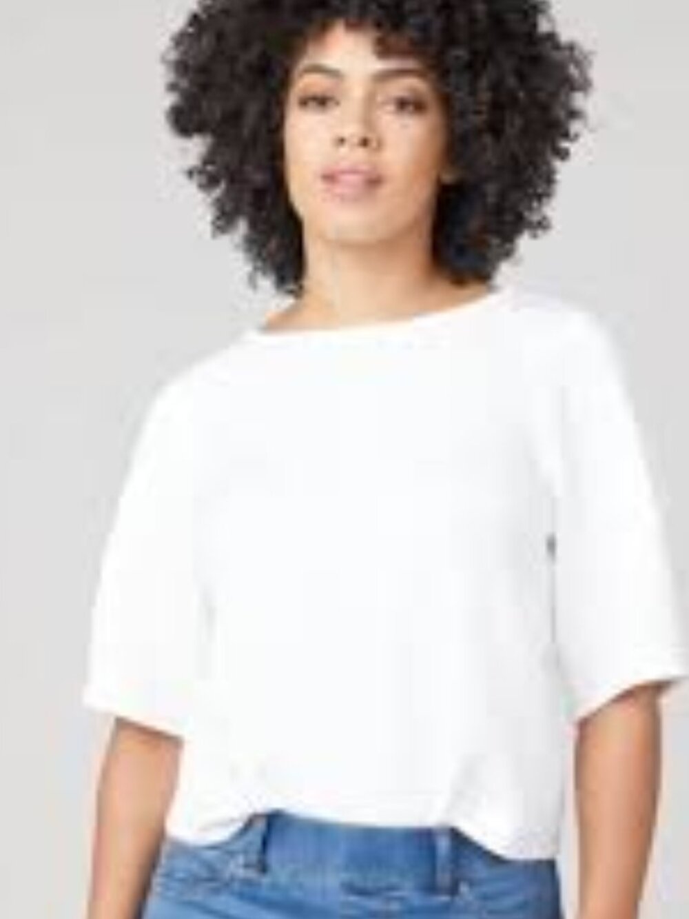 NWT SPANX AirLuxe Puff Sleeve Top in Powder White S/P